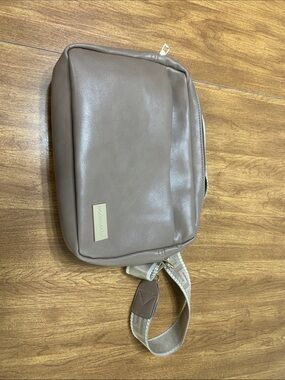 Neutral Taupe Crossbody Bag with Adjustable Woven Strap